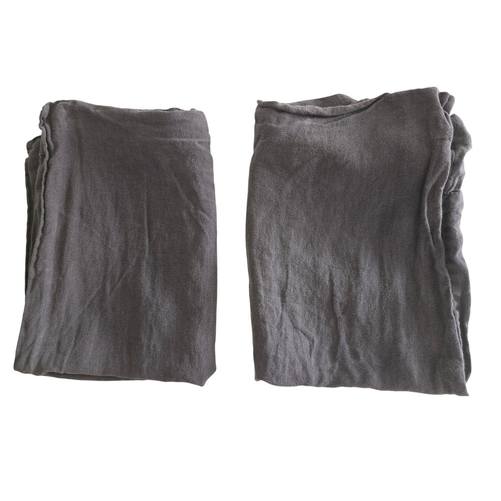 Crate & Barrel Pillowcase Set Dark Grey 100% Linen Portugal Solid
